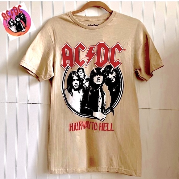 Women’s Cut Rock Tee, ACDC, Sand Beige, New, S - Picture 5 of 12